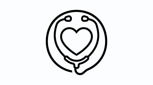 Medical Stethoscope and Heart Icon for Health Care and Cardiology