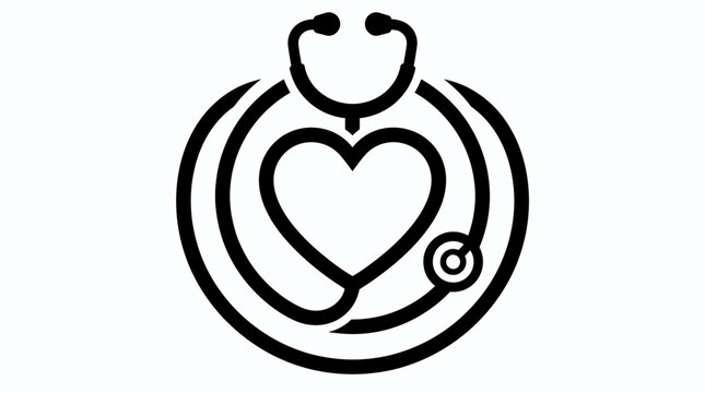 Medical Heart Symbol with Stethoscope Icon, Health Care Concept