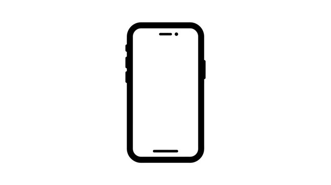 Minimalist Smartphone Icon on White Background, Modern Mobile Device Outline