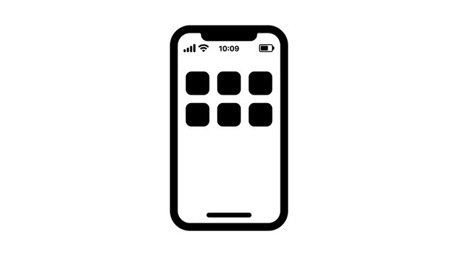 Minimalist Smartphone Screen with App Icons, Technology Concept