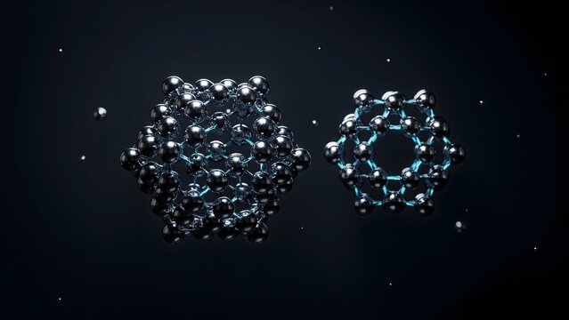 Chrome nanoparticles self-assembling into crystal lattice &ndash; Suitable for chemistry, biophysics, or futuristic material science concepts.