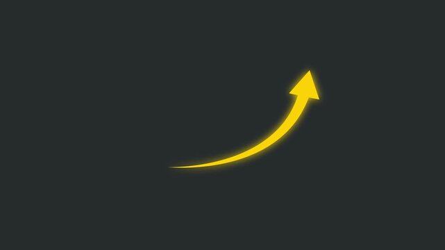 Glowing Yellow Curved Arrow Pointing Up Concept for Growth and Success