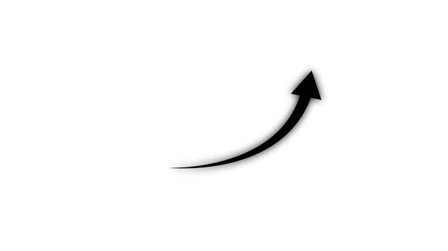 Curved Up Arrow Icon Animation on White Background