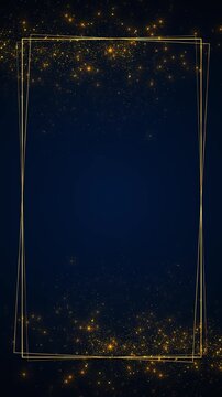 Luxury golden border sparkle background glowing rectangular lines, star dust, dark elegant center space. event videos, wedding cards, premium intros, award promos, festive titles, celebration overlays