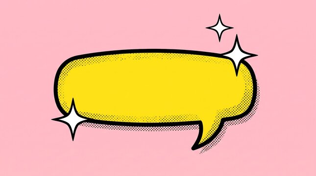 Speech Bubble Vector Comic Style Yellow Message Box Design With Halftone
