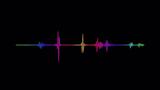 Music sound wave or audio wavefrom on transparent background. Line digital minimalist voice and symbol technology with alpha channel in 4k.