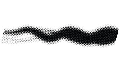 Fototapeta premium Flowing black halftone wave with a smooth dotted gradient texture isolated on a white background, for visual projects