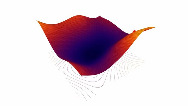 Interactive 3D optimization surface plot animating smooth loss landscape gradients for artificial intelligence and machine learning data visualization