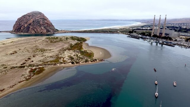 morro rock and power station in morro bay california