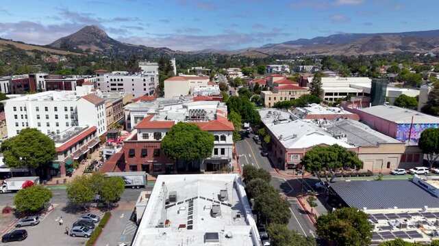 aerial over the city of san luis obispo california