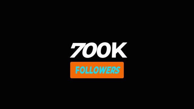 Congratulations Social media 700k followers counting notification icon animation on alpha channel.