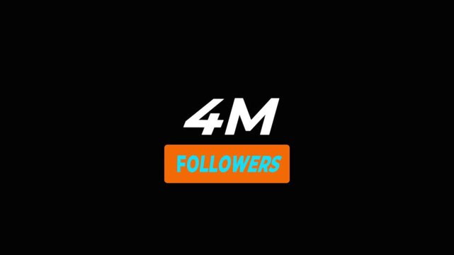 Thank you 4M followers. 4 Million followers realistic sign on the brick wall animation.