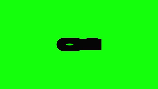 A bold black key with clean sharp edges and a circular bow floats in the center of a solid bright lime green background in minimalist vector style.