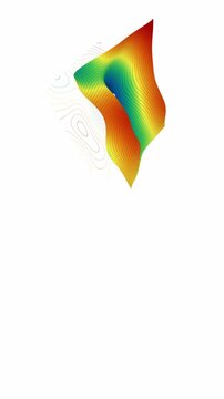Vertical rainbow gradient 3D surface plot displaying optimization loss terrain for mobile artificial intelligence and data science background media