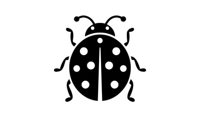 Fototapeta premium Ladybug Silhouette Black Vector Illustration, Insect Beetle Icon Design
