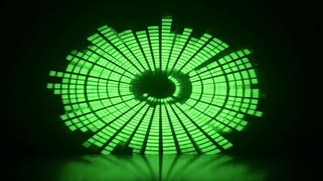 Rotating Green Audio Equalizer Bars Abstract Radial Loop