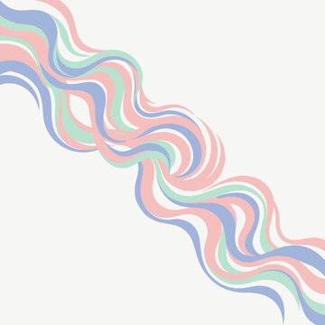 Abstract Pastel Wavy Lines Background with Flowing Ribbons in Soft Pink, Blue, and Green for Modern Design