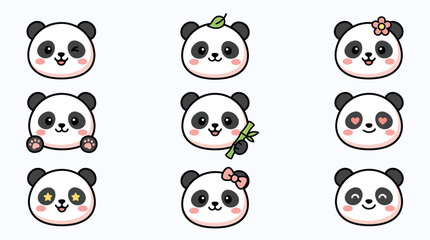 Cute panda faces expressing emotions © String