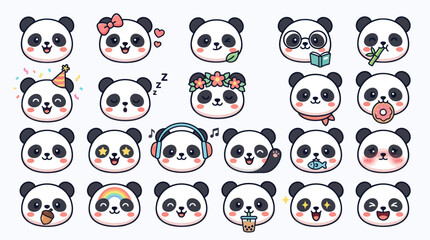 Cute panda faces emoticons collection © String