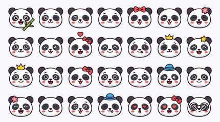 Cute panda faces expressing emotions © String