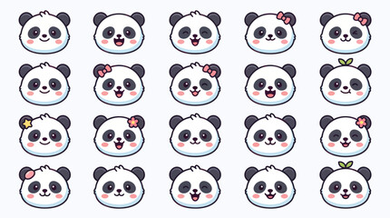 Cute panda faces with accessories © String