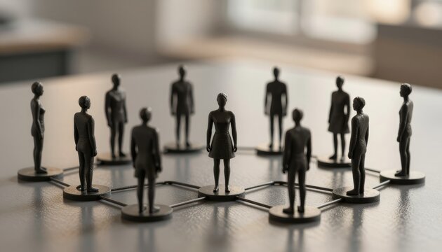 Connected Human Figurines Representing Social Network