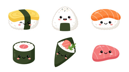 Cute sushi and rice ball characters © Oktav