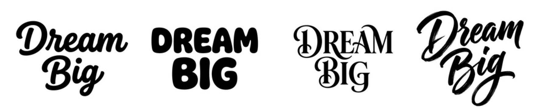 A motivational phrase written in various fonts and styles on a transparent background