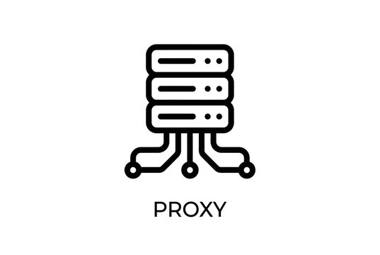 Proxy server icon. Network data center symbol for digital infrastructure and web security.