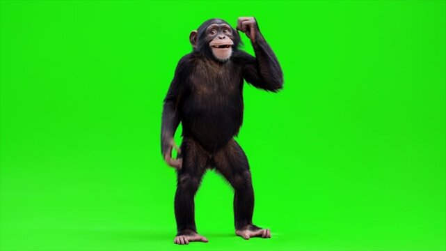 Chimpanzee Has an Idea Green Screen