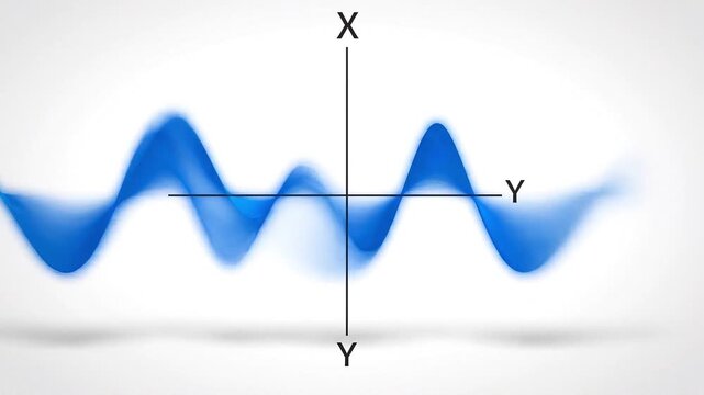 Blue Wave Signal Moving Across X and Y Axis Coordinate Graph