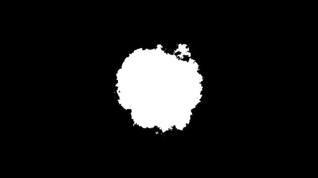Organic ink blot expanding alpha matte, abstract liquid ink bleed transition effect