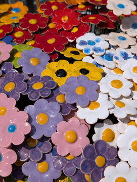 Cheerful Glazed Ceramic Flowers Bright Display