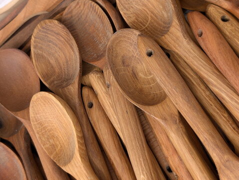 Rustic Wood Spoons Kitchenware Texture Background