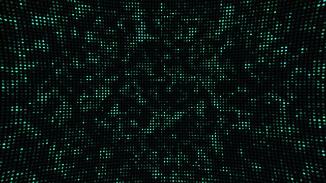 Abstract teal led digital dot matrix background, glowing cyberpunk technology motion futuristic data network pattern loop