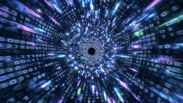 Abstract Digital Tunnel of Light and Data Streams