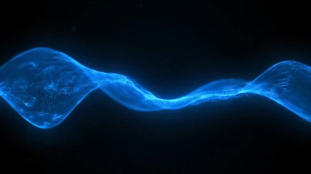 Dynamic blue energy wave flowing in abstract digital space, representing data or sound visualization