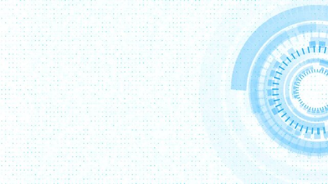 Light blue tech copy space visual radial HUD elements, dotted data pattern, and clean white background. websites, app banners, health content, business slides, and futuristic motion graphics.