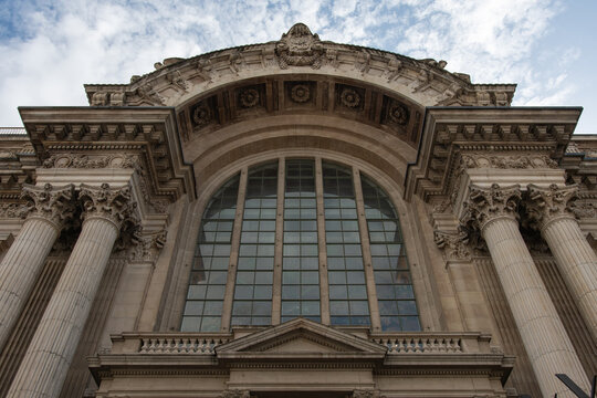 Brussels, Belgium: Detail of the former Brussels Stock Exchange building, usually shortened to Bourse or Beurs, in Brussels, Belgium
