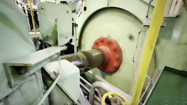 ship propeller shaft turning. rotation which moove the vessel.