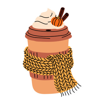 Autumn Takeaway Coffee with Whipped Cream and Pumpkin