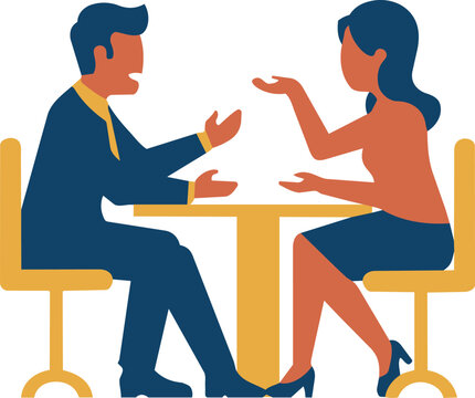 Business meeting or official interview flat vector icon
