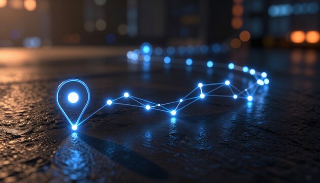 Digital Location Pin with Connected Network Path