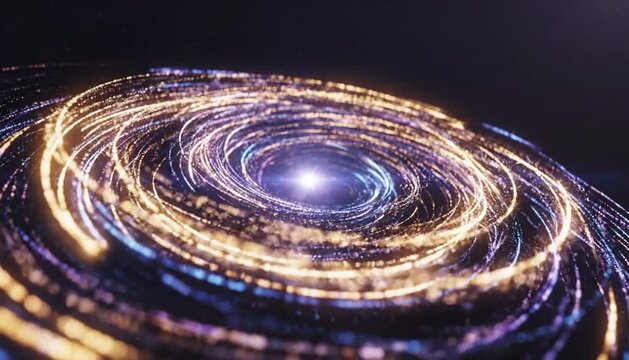 Abstract Swirling Lights: An abstract vortex of glowing, colorful light trails swirls in a cosmic-like pattern, creating a dynamic and futuristic visual.