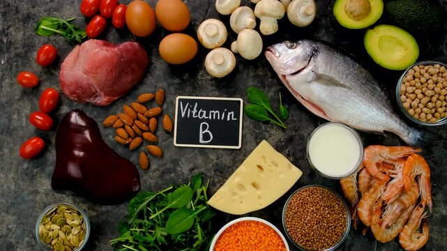 Foods that contain B vitamins. Selective focus.