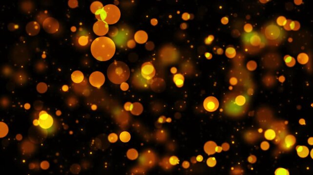 Orange golden bokeh lights background soft glowing circles, warm particles, and dreamy festive depth. for holiday videos, celebration intros, wedding edits, luxury promos, and motion overlays.