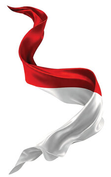 indonesia red ribbon on white background