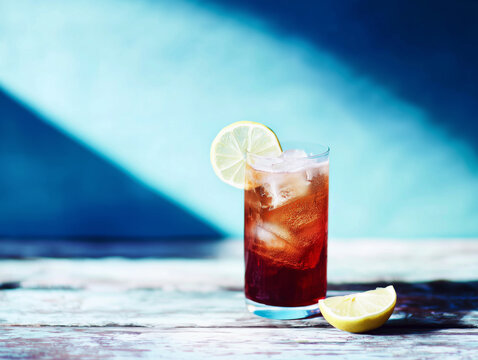 long island iced tea with lemon slice garnish 