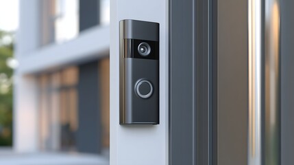 Naklejka premium A smart video doorbell representing modern crime prevention technology.