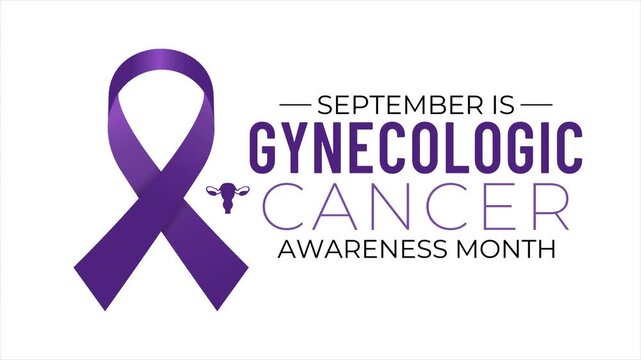 Animated gynecologic cancer awareness ribbon with elegant purple theme for September awareness campaigns.